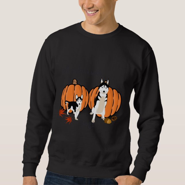 Herbst Husky Pumpkin Fall Siberischer Husky Sweatshirt (Vorderseite)