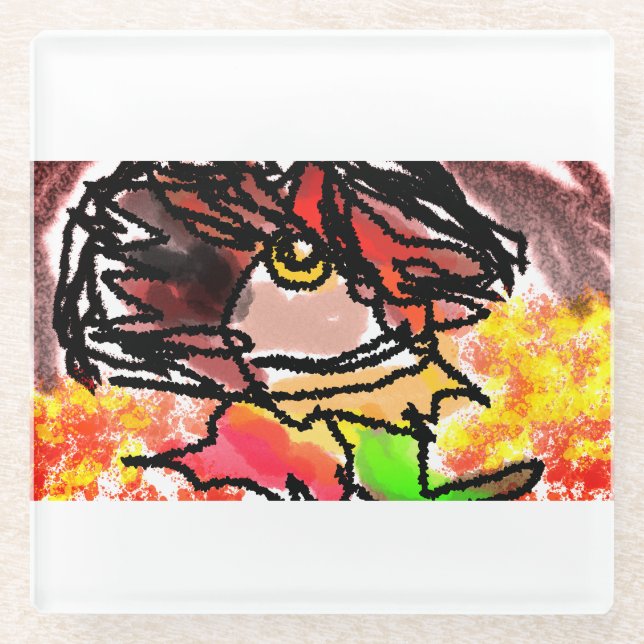 Herbst-Igel Glasuntersetzer (Vorderseite)