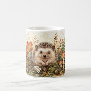 Herbst-Igel-Wald Cottagecore-Kunst Kaffeetasse
