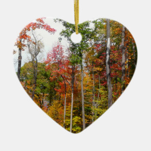 Herbst im Wald Farbige Herbstfotografie Keramikornament