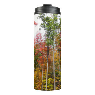 Herbst im Wald Farbige Herbstfotografie Thermosbecher