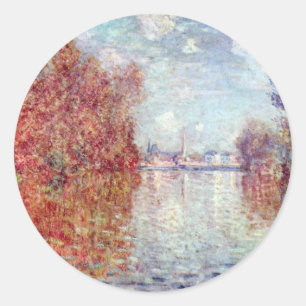 Herbst in Argenteuil von Claude Monet Runder Aufkleber