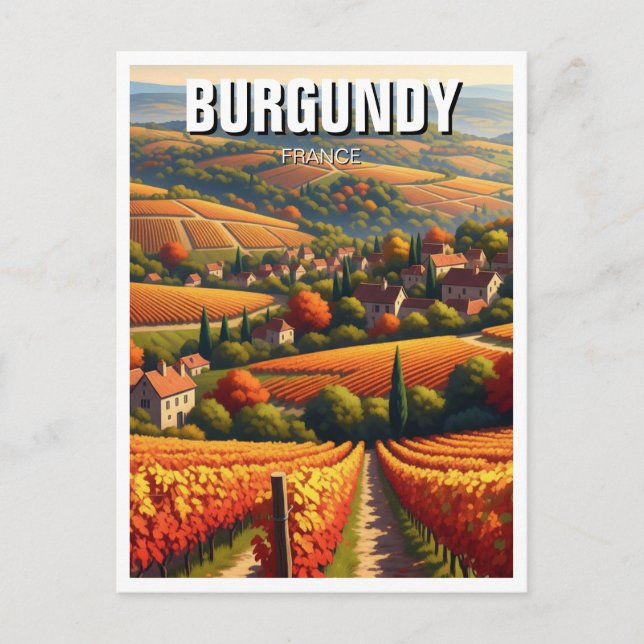 Herbst in Burgund Frankreich Reisen Postkarte (Vorderseite)