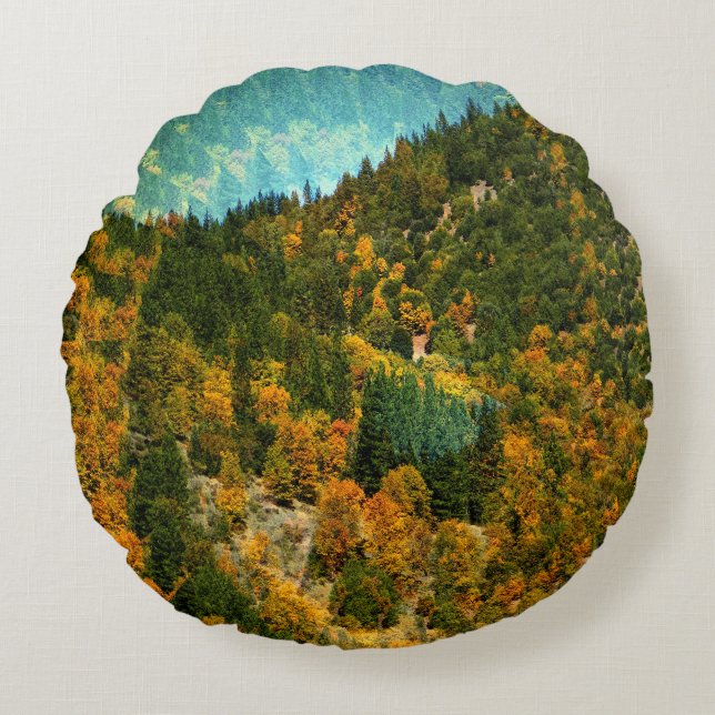 Herbst in den Bergen...... Rundes Kissen (Vorderseite)