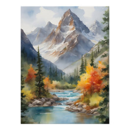 Herbst in den Bergen Wasserfarbenposter Poster