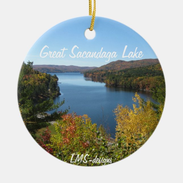 Herbst in der Adirondacks-Verzierung Keramikornament (Vorne)
