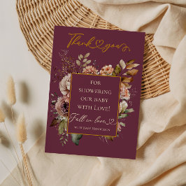 Herbst in der Liebe Burgundy Blumendusche Elegant Dankeskarte