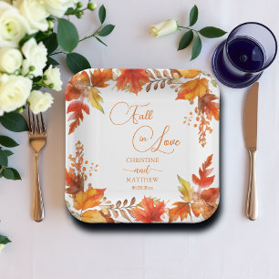 Herbst in der Liebe Elegante Boho Blumenhochzeit Pappteller