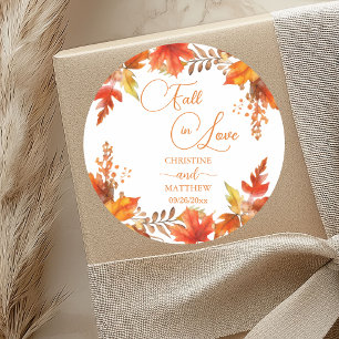 Herbst in der Liebe Elegante Boho Blumenhochzeit Runder Aufkleber