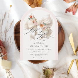 Herbst in der Liebe Elegante White Bow Floral Baby Einladung