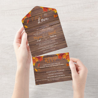 Herbst in der Liebe Hochzeit alles in einer Einlad All In One Einladung