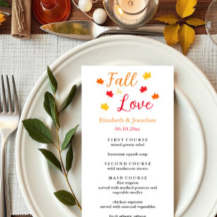 Herbst in der Liebe Hochzeitsveranstaltung Menükarte