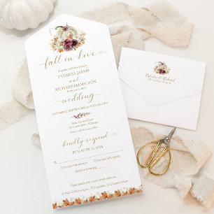 Herbst in der Liebe Pumpkin Hochzeit All In One Einladung