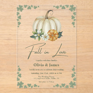 Herbst in der Liebe Pumpkin Wage Green Wedding Acryleinladungen