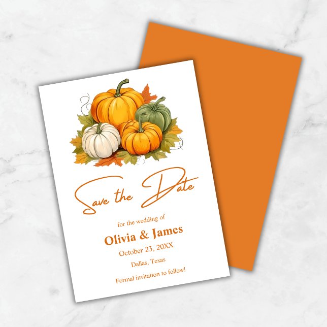 Herbst in der Liebe Rustikale Kürbishochzeit Save The Date (Fall in Love Autumn Rustic Pumpkin Wedding Save The Date Card )