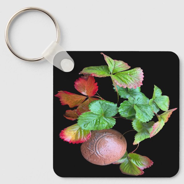 Herbst in Erdbeeren Jahreszeit Garten Foto Schlüsselanhänger (Vorderseite)