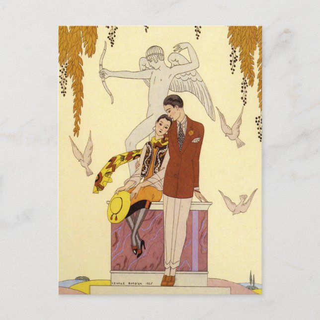 Herbst in Frankreich Art Deco Postkarte (Vorderseite)