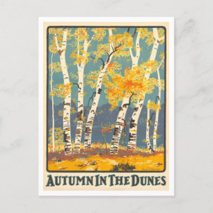 Herbst in Indiana Dunes Vintage Reiseplakat Postkarte