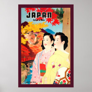 Herbst in Japan Kegon Wasserfall 1950er Vintage St Poster