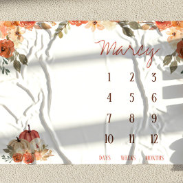 Herbst in Liebe Blumenpumpen Baby Milestone Schupp Fleecedecke