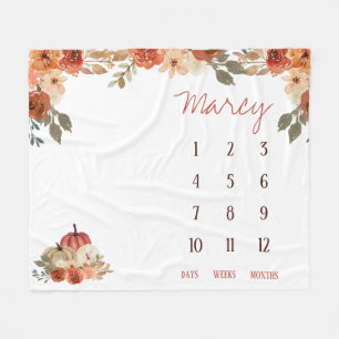 Herbst in Liebe Blumenpumpen Baby Milestone Schupp Fleecedecke