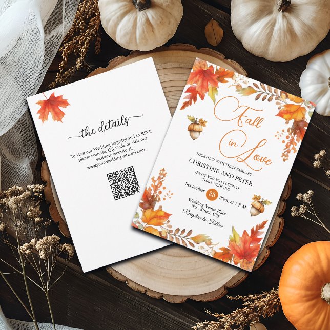 Herbst in Liebe Boho Floral QR Code Hochzeit Einladung (Von Creator hochgeladen)