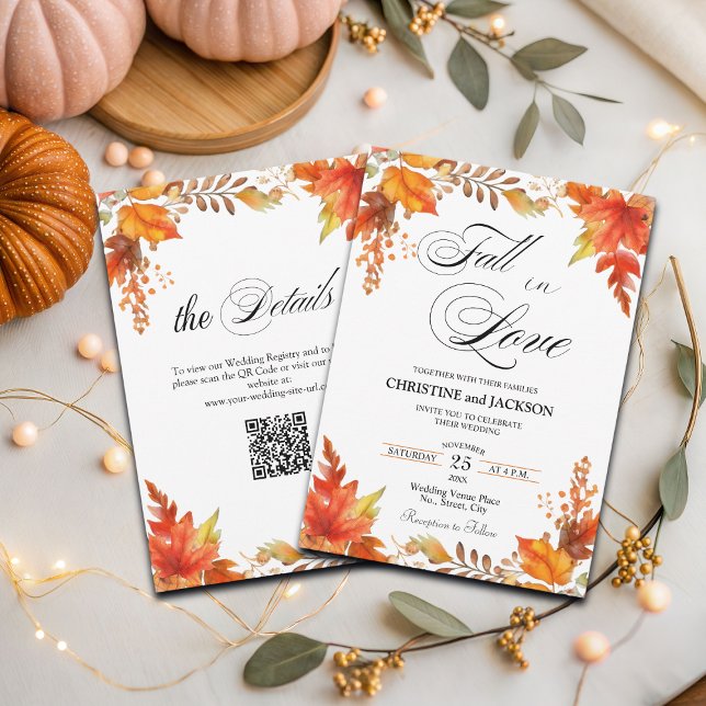 Herbst in Liebe Boho Floral QR Code Hochzeit Einladung (Von Creator hochgeladen)