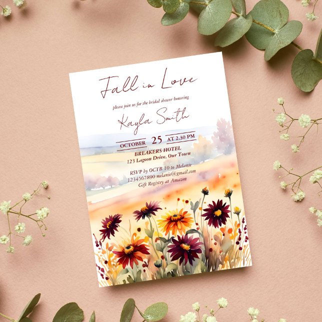 Herbst in Liebe borange-orange Dahlias Brautparty Einladung (Fall in love burgundy orange dahlias bridal shower template invitation instant download fall themed)