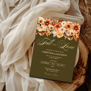 Herbst in Liebe Elegant Boho Blumenzwiebelgolden Folieneinladung