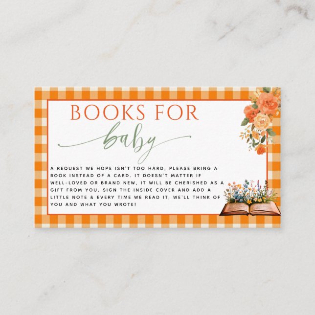 Herbst in Liebe Floral Orange Gingham Bücher für B Begleitkarte (Vorderseite)