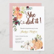 Herbst in Liebe Kürbis Abschlussfeier Einladung