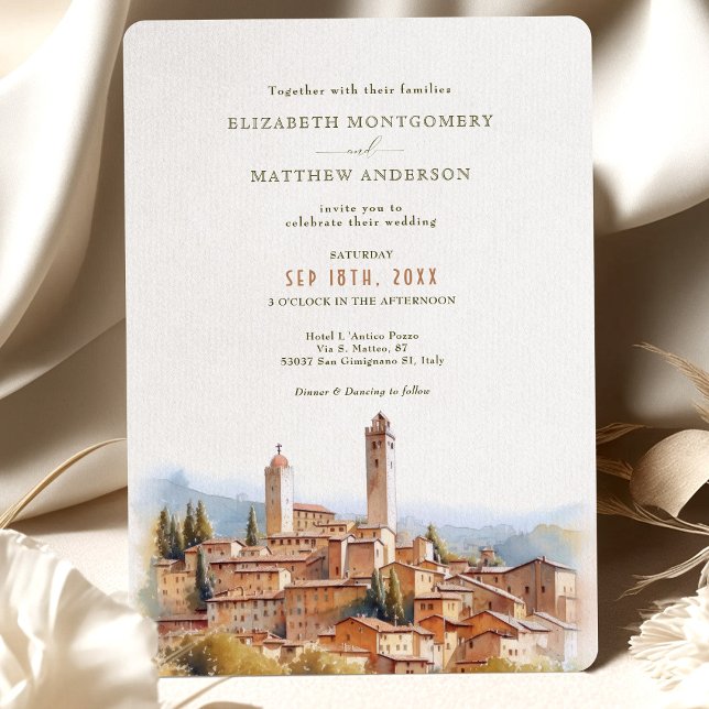 Herbst in Liebe mit San Gimignano Hochzeit Italien Einladung (Von Creator hochgeladen)