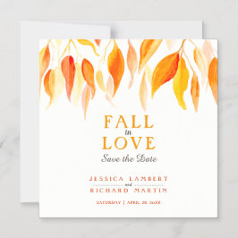 Herbst in Liebe orange Blätter Hochzeit speichern  Magneteinladung