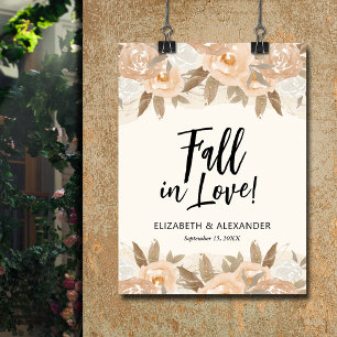 Herbst in Liebe Peach Blume Hochzeitsempfang Poster
