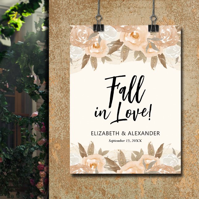 Herbst in Liebe Peach Blume Hochzeitsempfang Poster (Fall in love peach flowers wedding welcome poster - INSTANT DOWNLOAD or PRINTED (framed, too))