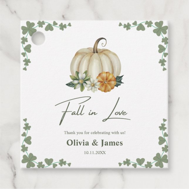 Herbst in Liebe Pumpkin Greenery Sage Green Weddin Geschenkanhänger (Vorderseite)