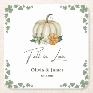 Herbst in Liebe Pumpkin Greenery Sage Green Weddin Rechteckiger Pappuntersetzer