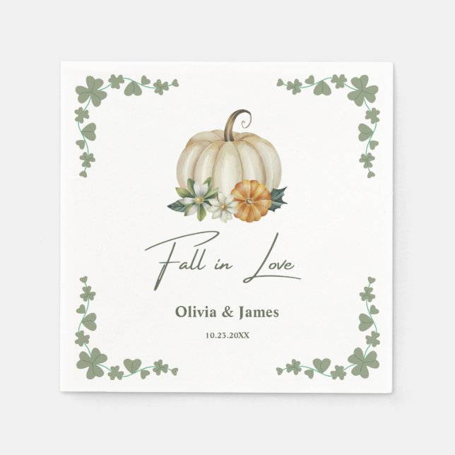 Herbst in Liebe Pumpkin Greenery Sage Green Weddin Serviette (Vorderseite)