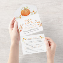 Herbst in Liebe Wasserfarbenkürbis Herbst Hochzeit
