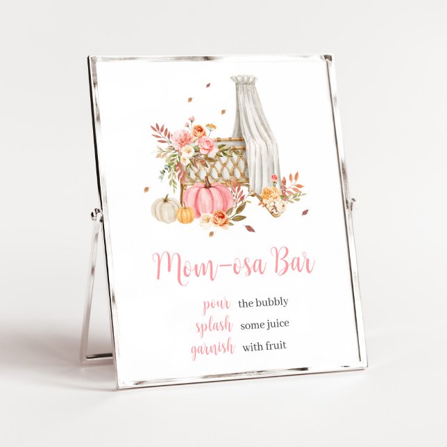 Herbst in Love Pink Pumpkin Mama Osa Bar Baby Dusc Poster (Fall Autumn Pumpkin Baby Shower Mom Osa Bar Sign)