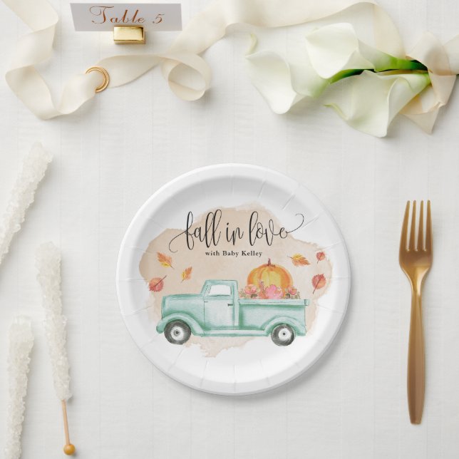 Herbst in LoveFarm Truck Baby Shower Dessert Pappteller (Hochzeit)