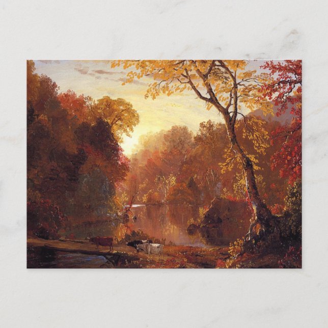 Herbst in Nordamerika, Frederic Edwin Church Postkarte (Vorderseite)