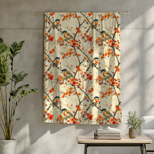 Herbst Inspiriert Blanket mit Vögeln und Wildblume Fleecedecke