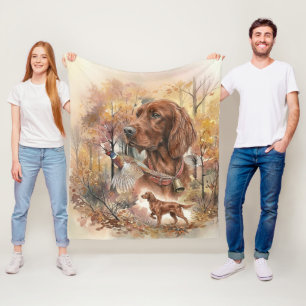 Herbst Irish Setter und Fasanenjagd Kunst Fleecedecke