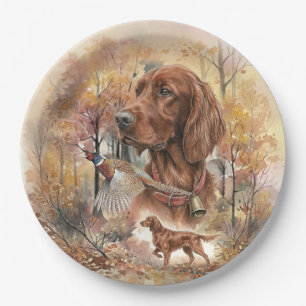 Herbst Irish Setter und Fasanenjagd Kunst  Pappteller