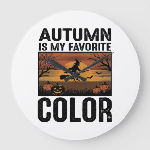 Herbst ist meine Lieblingsfarbe Halloween Hexen-De Große Wanduhr