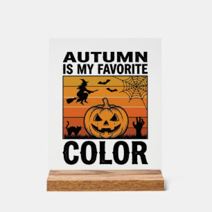 Herbst ist meine Lieblingsfarbe Halloween Kürbis D Acrylschild