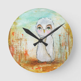 Herbst Joy Whimsical Woodland Owl Art Malerei Runde Wanduhr