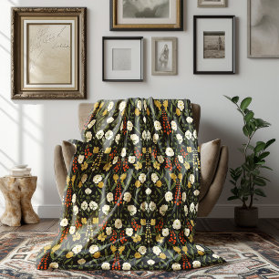 Herbst Jugendstil Creme und Goldenrod Floral Fleecedecke