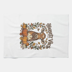 Herbst-Kalb-Shirt Vintage-Gravur Ernte Kürbis Geschirrtuch